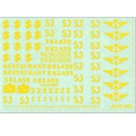 Jeco 12-423 Dekalark med blandade gula SJ-märkningar, 1 ark