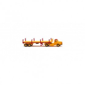 Wiking 51844 Stanchion trailer truck (Scania) signal yellow red