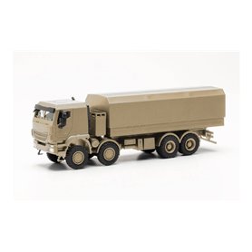 Herpa 746984 Iveco Trakker 8x8 protected flatbed truck, sand beige