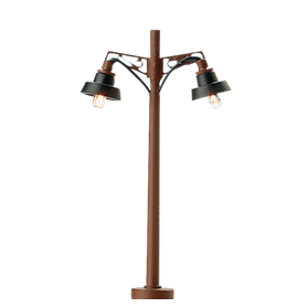 Brawa 4611 Lampa med trämast, dubbelarm, 1 st, höjd 55 mm