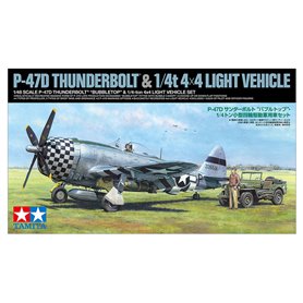 Tamiya 25214 P-47D Thunderbolt “Bubbletop” & 1/4-Ton 4×4 Light Vehicle Set