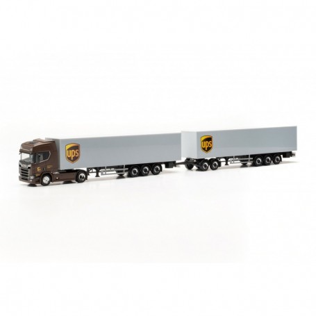 Herpa 317009 Scania CR 20 HD with two box semitrailer "UPS Spanien" (Spain Madrid)