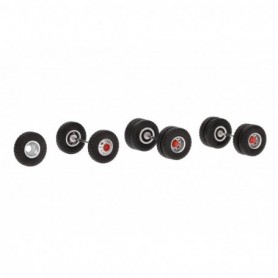 Herpa 87MBS026352 Accessory MBS wheel-set Scania Vabis steel, tyres 11.00-20 construction site profile, silver red