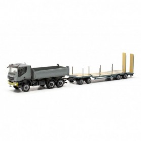 Herpa 317184 Iveco Trakker 6x6 tipper truck with TU4-trailer, grey yellow