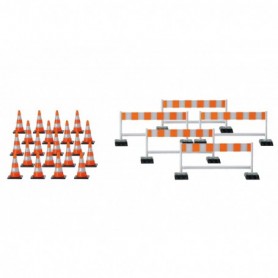 Herpa 052566-002 Accessory traffic cones (20 pieces), barriers (5 pieces), bright red silver