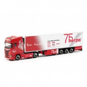 Herpa 317733 Scania CS20 HD refrigerated box semitrailer "Heide Logistik  75 Jahre Herpa" (Lower Saxony  Kirchlinteln)