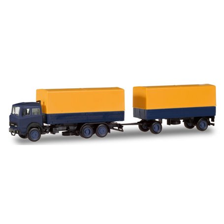 Herpa 309578 Iveco Magirus canvas cover Trailer yellow/blue