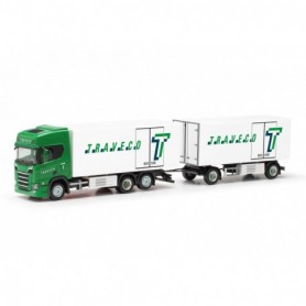 Herpa 317788 Scania CR20 HD refrigerated box-trailer truck "Traveco" (Swiss Sursee)