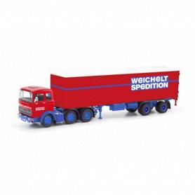 Herpa 87MBS026444 Mercedes-Benz LPS 2032 box semitrailer truck "Weichelt Spedition"