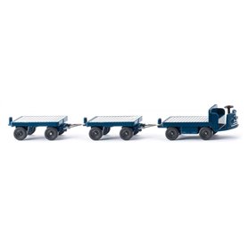 Wiking 116004 Electric cart with trailers – green blue
