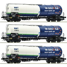 Roco 6600054 3 piece set: Tank wagons, Wascosa/OMV