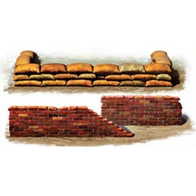 Tamiya 32508 Brick Wall, Sandbag & Barricade Set