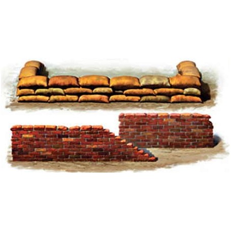Tamiya 32508 Brick Wall, Sandbag & Barricade Set