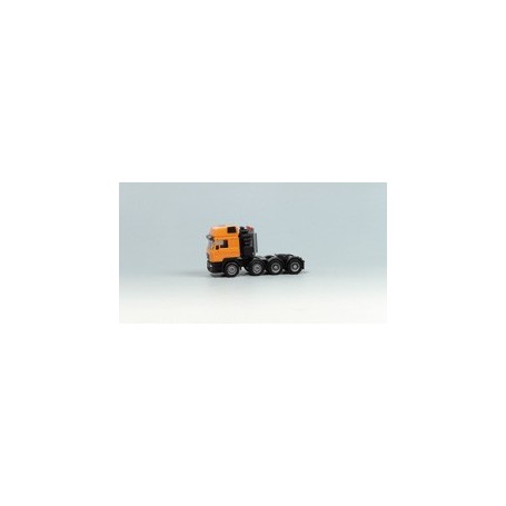 Herpa Exclusive 570707 Dragbli MAN E2000 Evo HD, 4-axlig, hytt orange, chassie svart
