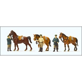 Preiser 10583 Tyska poliser 3 st, med 3 hästar