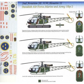 HC 48050 Dekalark för Helikopter Sud Aviation SE 3130 Alouette II, Swedish Air Force/ Marine och Army Hkp 2