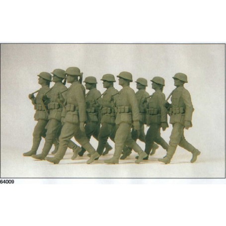 Preiser 64009 Figurer Marscherande, The German Reich 1939-45, 9 omålade figurer