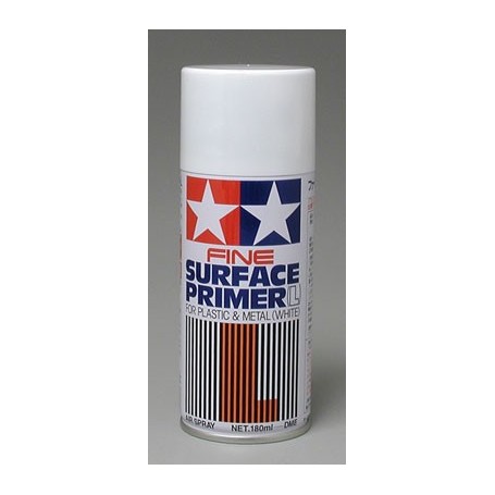 Tamiya 87044 Sprayfärg "Surface Primer - Fine", vit grundprimer, för metall och plast, innehåller 180 ml