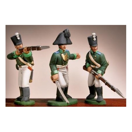 Prince August 551 Napoleon Ryssland. Officerare och infanteri / Officer, infantry advancing & firing