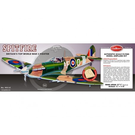 Guillows 403LC Balsaflygplan Supermarine Spitfire WWII Fighter, byggsats i trä