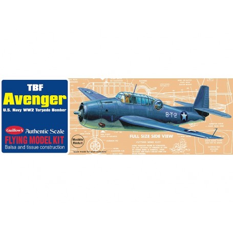 Guillows 509LC Balsaflygplan TBF Grumman Avenger U.S. Navy WWII Bomber, byggsats i trä