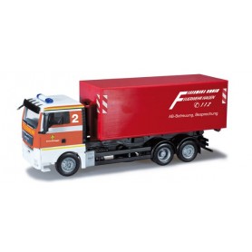 Herpa 090148 MAN TGX XL roll-off container truck "Hagen fire department"