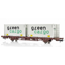 NMJ 611116 Containervagn Lgjns med 2 st 23-fots containrar "Green Cargo"