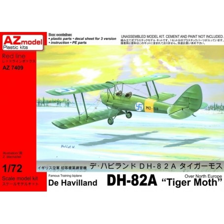 AZ Model 7409 Flygplan De Havilland D82A "Tiger Moth" Over North Europe, med svenska dekaler