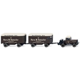 Wiking 85101 Hanomag ST 100 with two furniture trailers, 1946