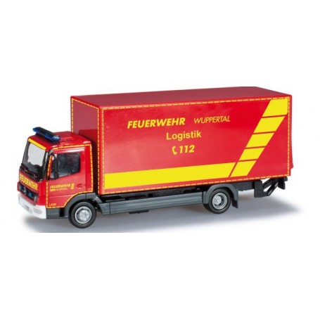 Herpa 091435 Mercedes Benz Atego box trailer with liftgate "Wuppertal Fire Department, GW logistics"