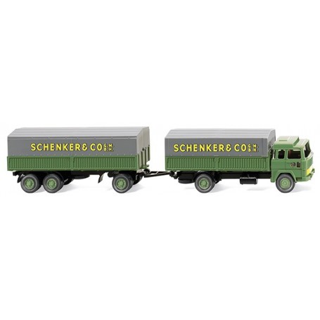 Wiking 41002 Steel flatbed trailer - (Magirus 235 D) "Schenker"