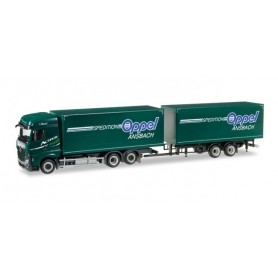 Herpa 307376 Mercedes-Benz Actros Streamspace 2.5 curtainsider trailer Oppel Ansbach