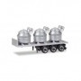 Herpa 076838 Trailer with 3 aluminum pots, silver