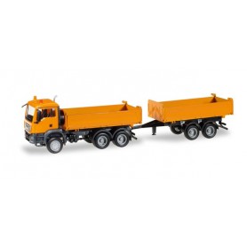Herpa 308090 MAN TGS M Euro 6c construction tandem axle dump trailer