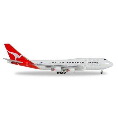 Herpa Wings 500609-001 Flygplan Qantas Boeing 747-400 "We Go Further" - 25 YEARS Herpa Wings Edition - VH-OJA "City of Canberra"