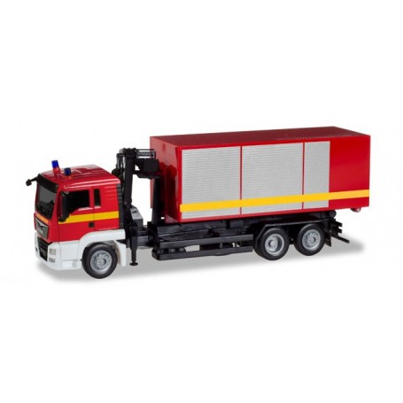 Herpa 093705 "MAN TGS L roll-off dump truck with crane ""Feuerwehr"""