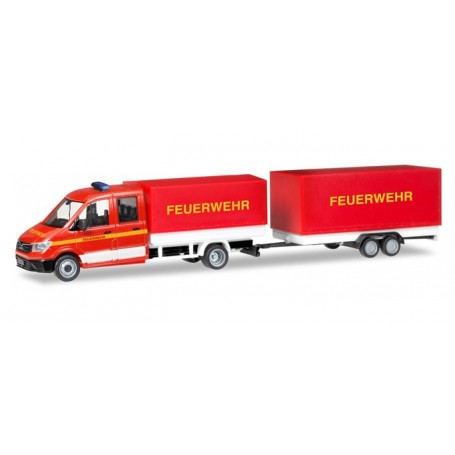 Herpa 093866 MAN TGE double cabin with platform and canvas and canvastrailer "Fire Department"