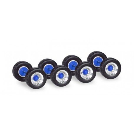Herpa 053891 12 Set of wheels for trucks, chromium/blue