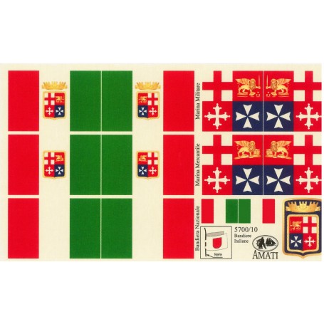 Amati 5700-10 Flaggor, självhäftande tyg, för Bandiere Marina Italiana, 1 set