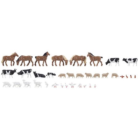 Faller 150938 Djur på bondgården, 36 st, hästar, kossor, får m.m.