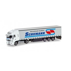 Herpa 310048 Iveco Stralis XP curtain canvas semitrailer "Spedition Schumann"