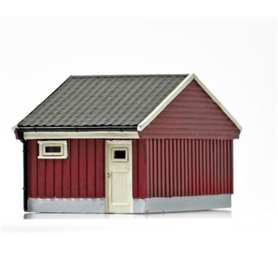 NMJ 15118 Norskt garage, röd/vit, färdigmodell