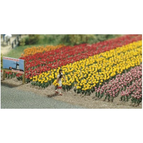 Busch 1206 Tulipaner, 120 st i 5 olika färger, inklusive basplattor