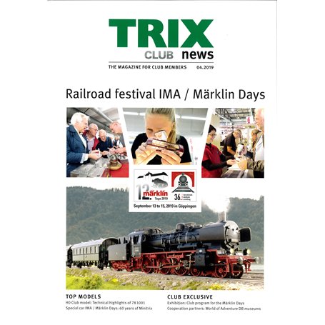 Trix CLUB42019 Trix Club 04/2019, magasin från Trix, 23 sidor i färg, engelska