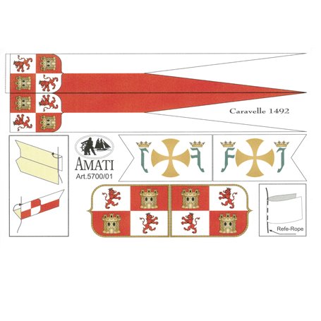 Amati 5700-01 Flaggor, självhäftande tyg, för Caravelle 1492, 1 set