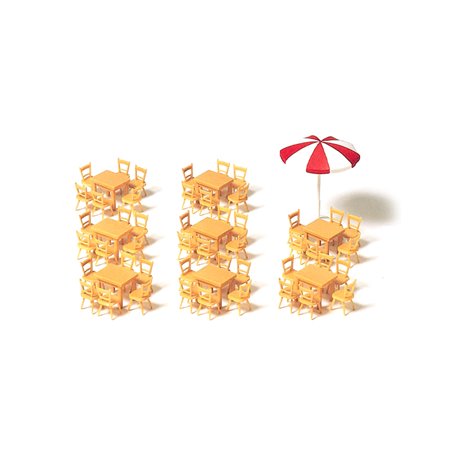 Preiser 17201 Bord 8 st, stolar 48 st och 1 parasoll