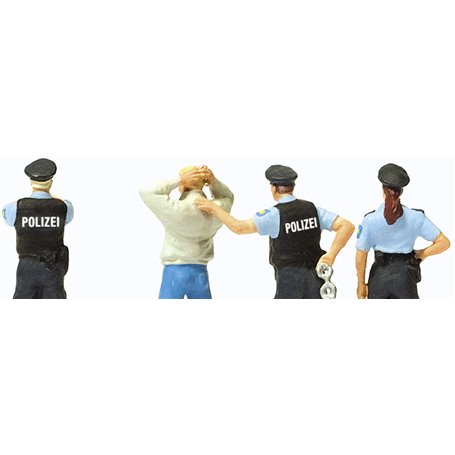 Preiser 10589 Gripande, 4 poliser, 2 förbrytare, 6 st figurer