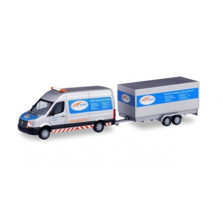 Herpa 095068 Volkswagen Crafter box high roof with tandem trailer 'SABA Transportservice'