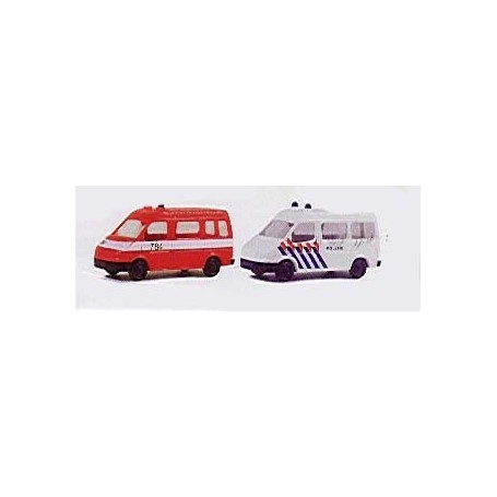 Rietze 16029 Ford Transit "Politie" och Ford Transit "Rettungswagen" 2-Pack