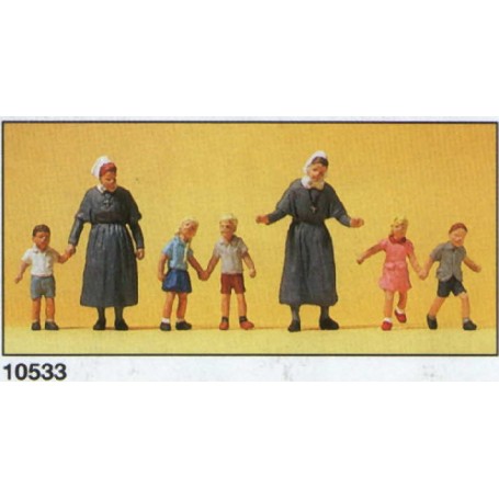Preiser 10533 Nunnor och barn, 7 st